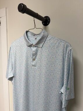 Peter Millar Men's Light Blue Micro Floral Polo